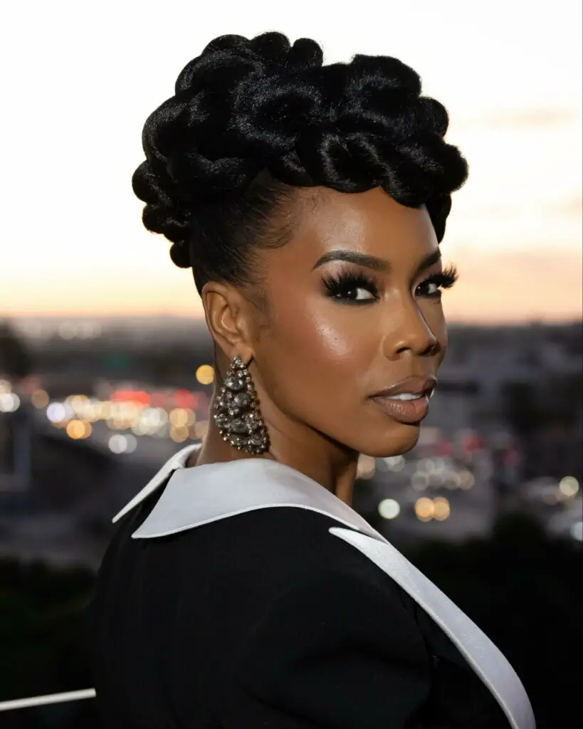 Beautiful Crown Braid Updo Prom Hairstyle for Black Girls