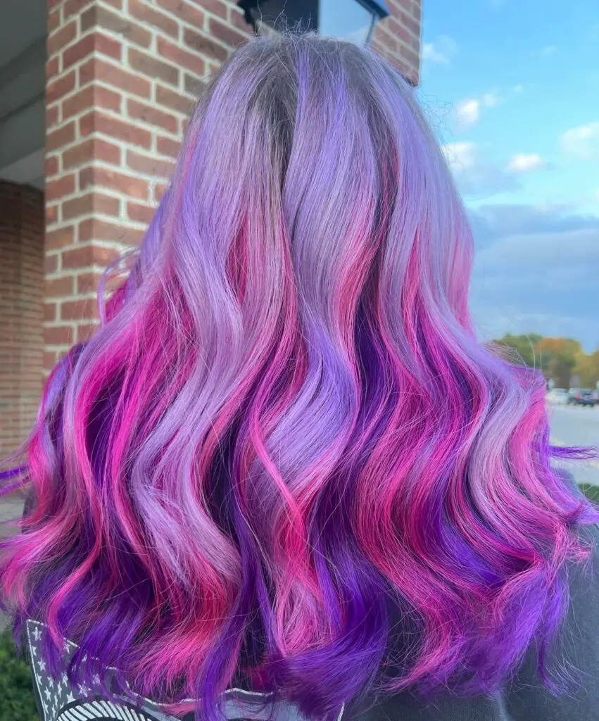 Beautiful gradient of pastel lavender spring hair colors