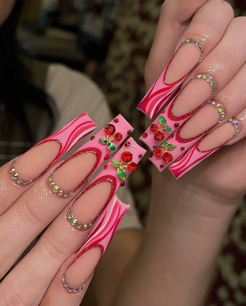 Candy Swirl Delight Prom Nails