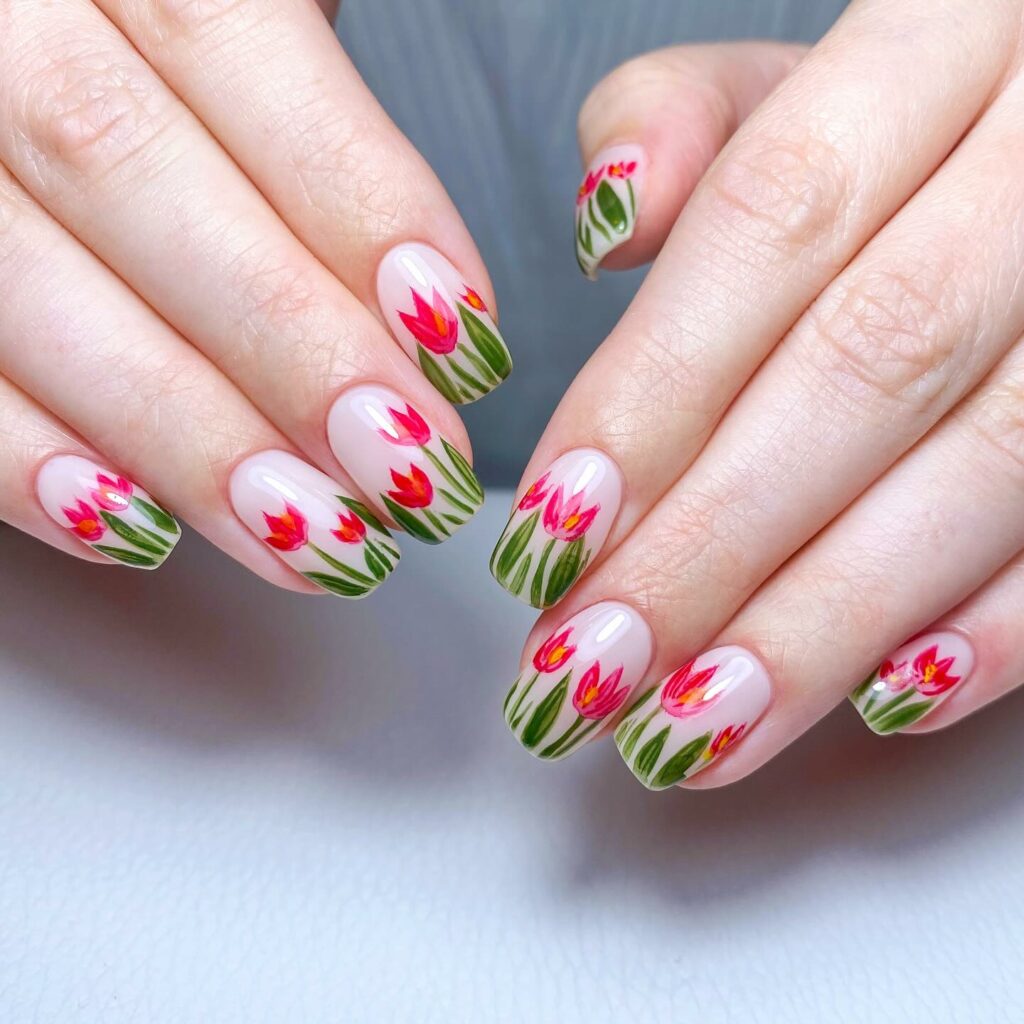Enchanted Tulip Garden Nails