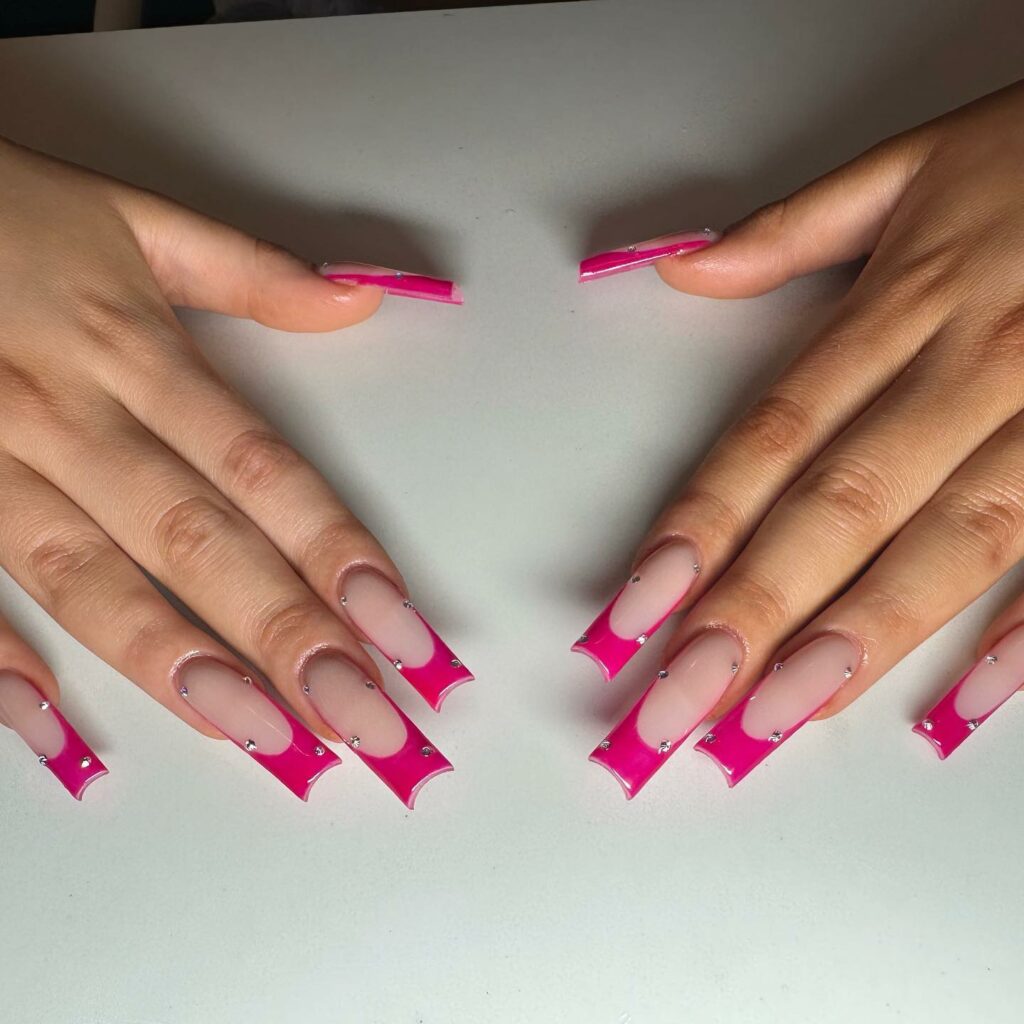 Fuchsia Finesse Pink Prom Nails