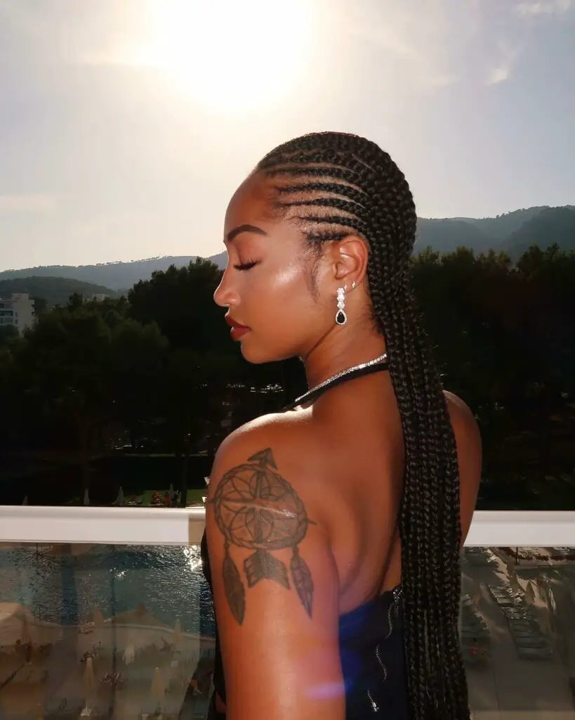 Gorgeous long straight-back cornrows (Boxer Braids) prom hairstyle for black women