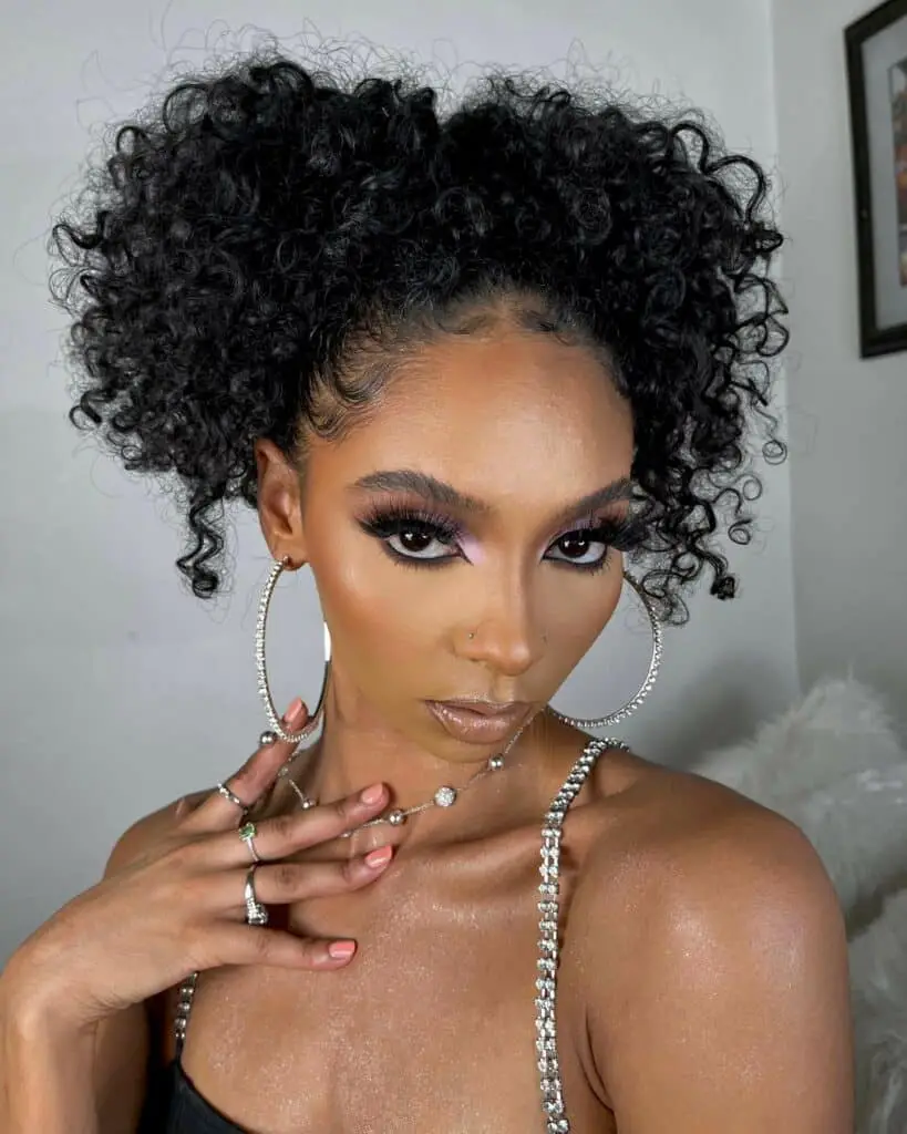 High Puff with Beautifully Defined Curls for prom