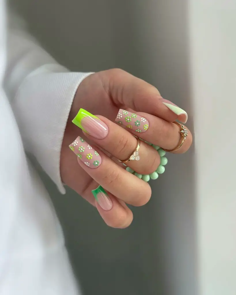 Lime Blossom Spark Spring Nails