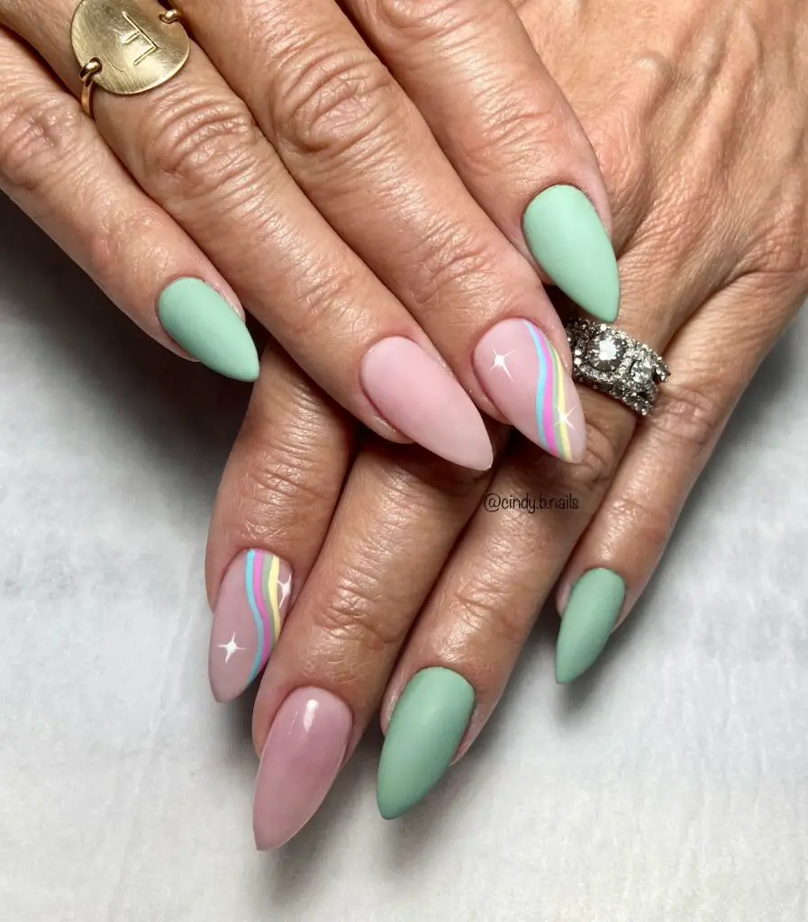 Soft Pastel Rainbow Nails