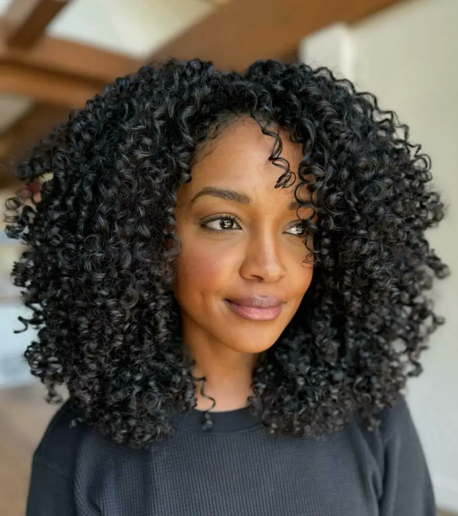 Beautiful shoulder-length springy curls style