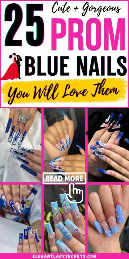 blue prom nails designs and ideas