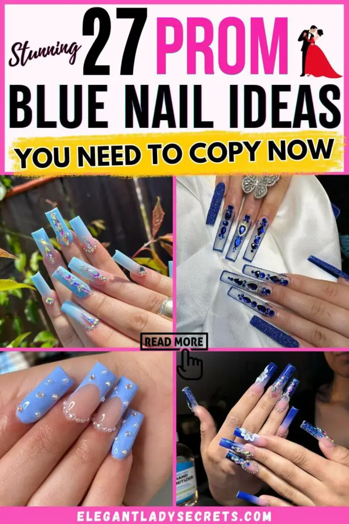 blue prom nails
