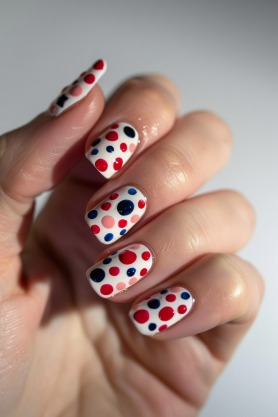3. Patriotic Dots Nails