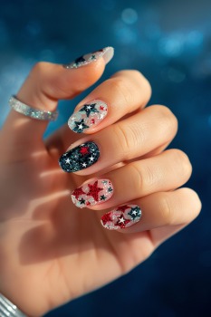5. Sparkling Stars 4th of july nails