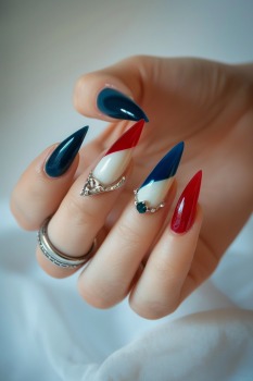 Patriotic French Tips Nails