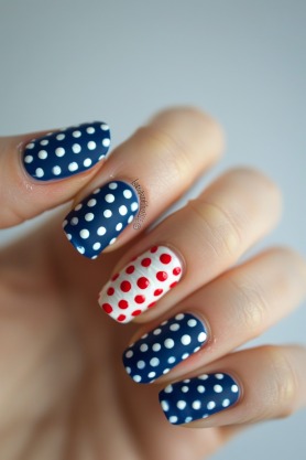 Patriotic Polka Dots Nails