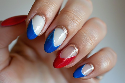 Red white blue french tip nails