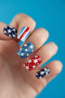 Stars and Stripes 4th of july Nails