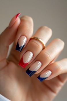 patriotic French tip nails