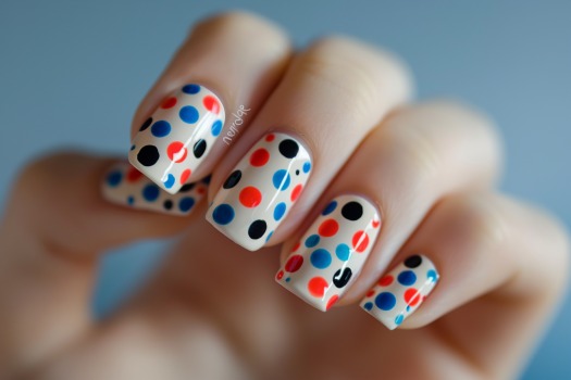 patriotic polka dots nail design
