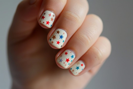 short nails with star stickers