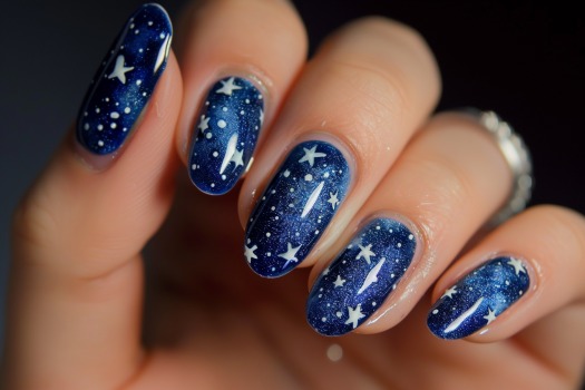 starry night sky nail design