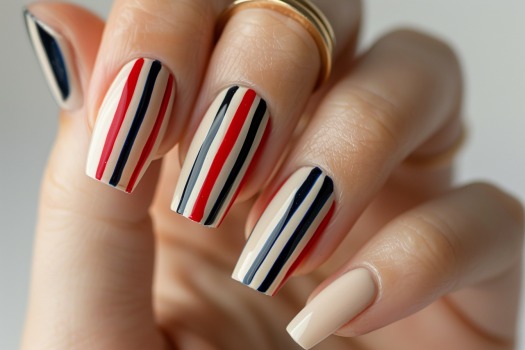 subtle stripes on nails