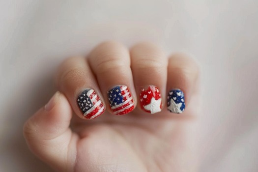 tiny nails with mini flags