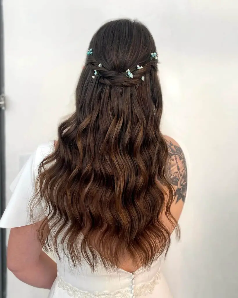 Braided Half Up with Floral Accents